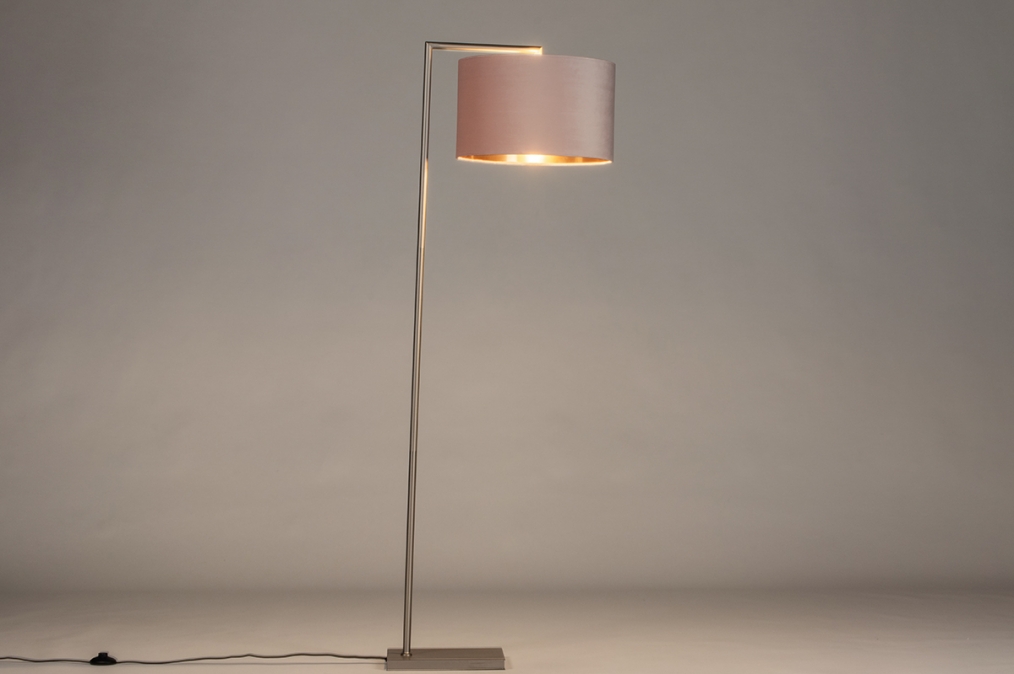 Stojací designová lampa Pallas Pink Steel