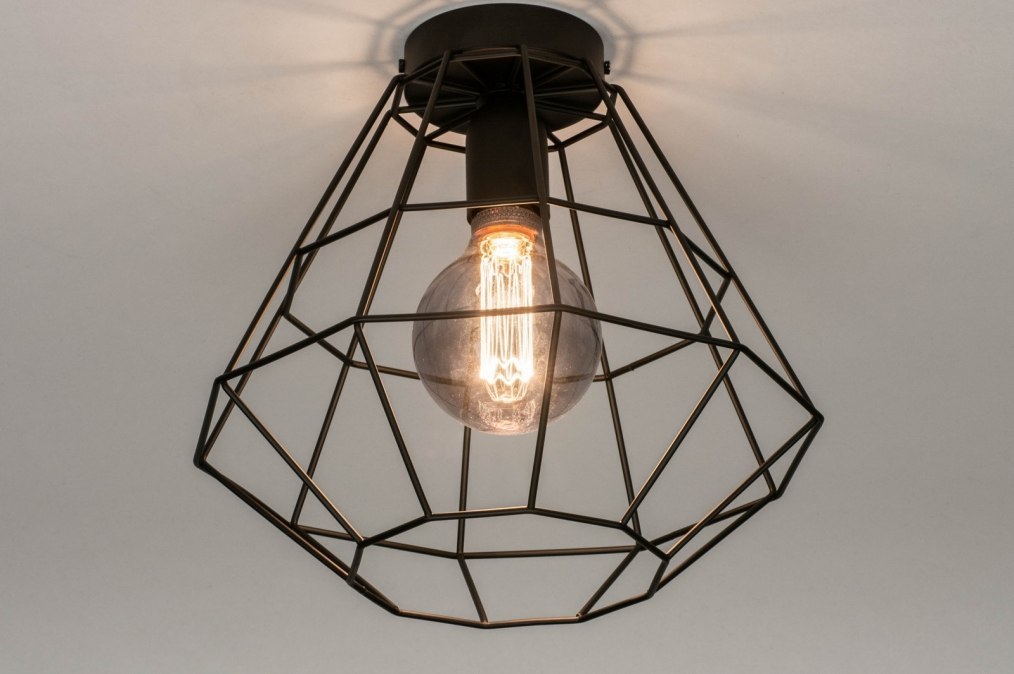 Stropní industriální svítidlo Signature Crystal Nero
