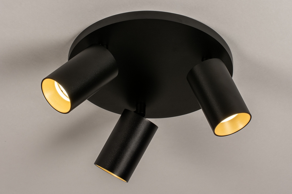 Stropní svítidlo do obýváku Average Spot Black and Gold 3 Round