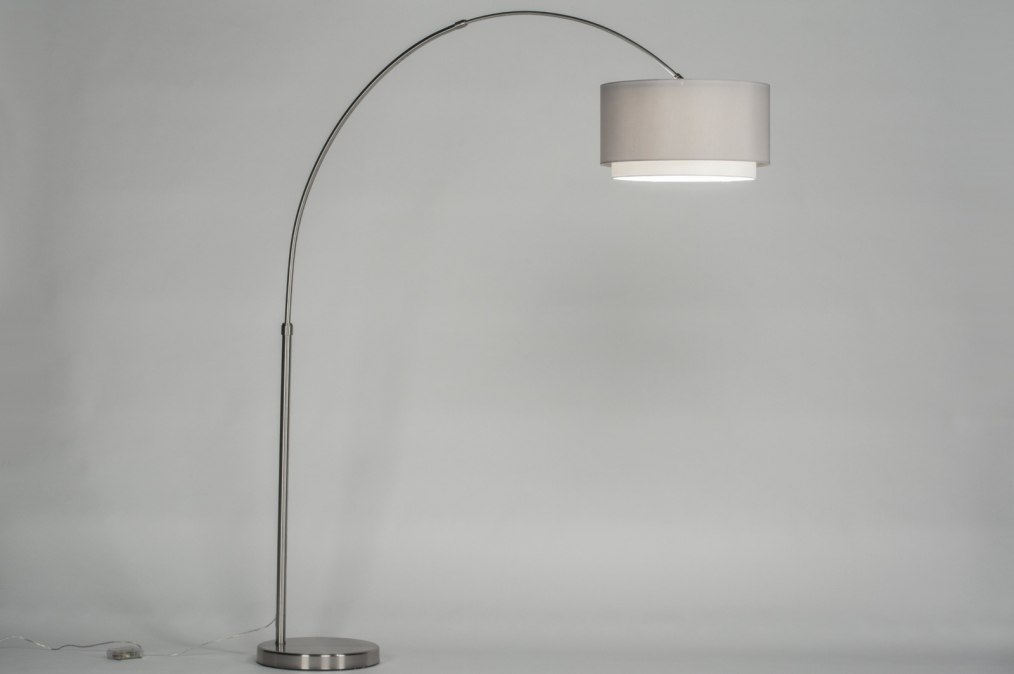 Stojací designová oblouková lampa Soffito Taupe Yersey