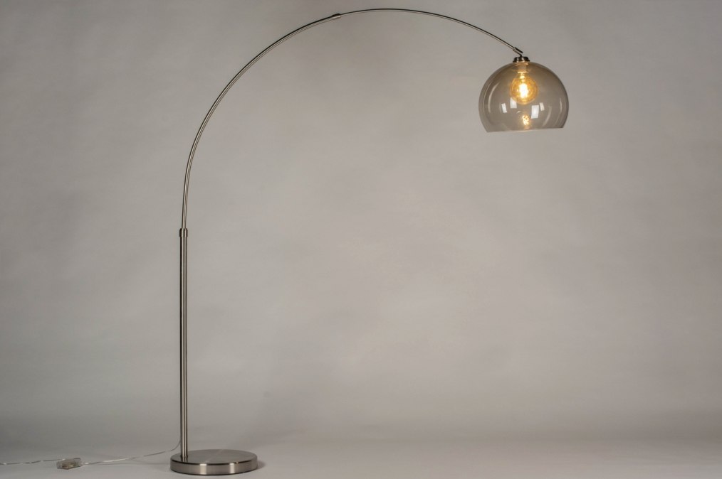 Stojací designová oblouková lampa Adamo Champagne