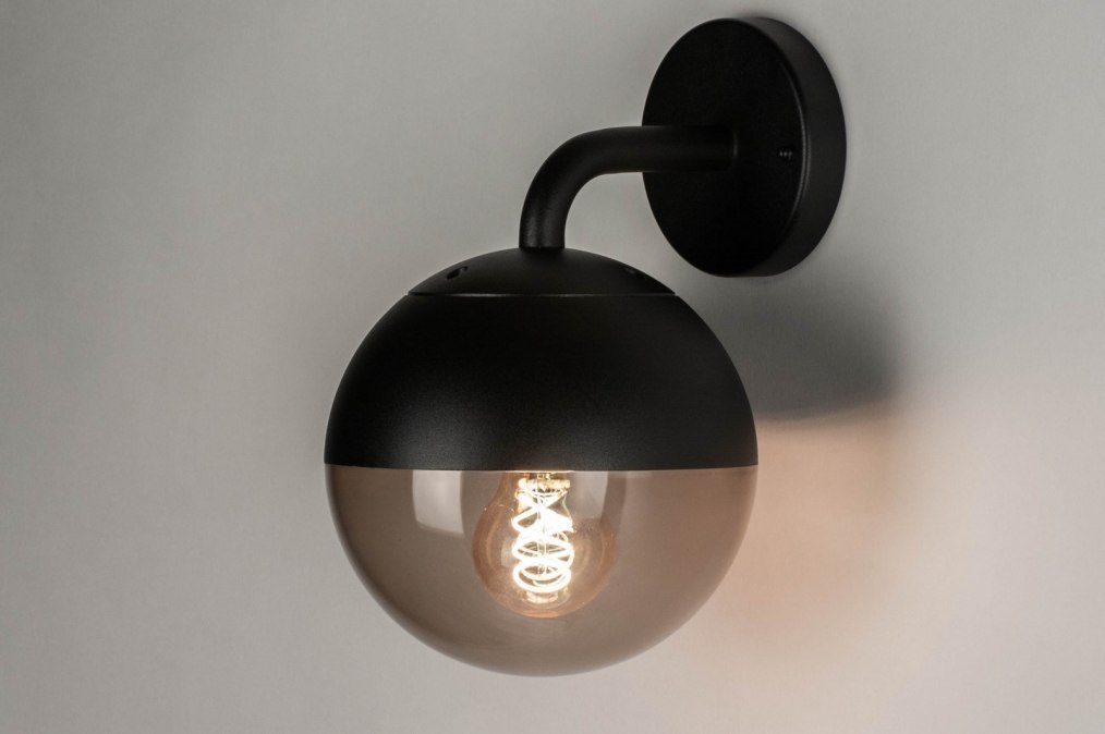 Venkovní kulaté nástěnné LED svítidlo Mona Black Champagne Plus