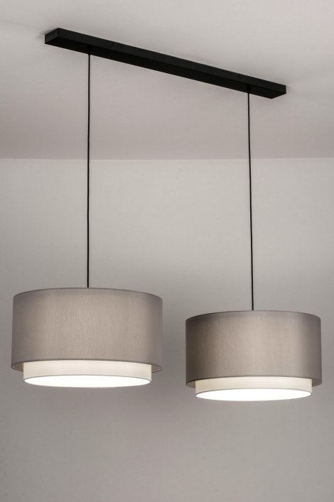 Závěsné designové šedé svítidlo Duo Yersey Soffito and Black