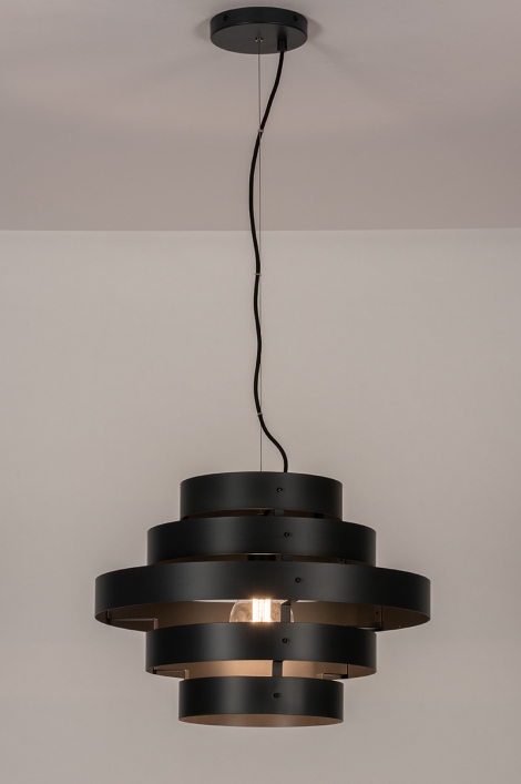 Závěsné designové svítidlo Wood Madeira Nero