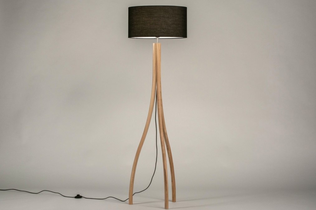 Stojací designová lampa Arbon Black and Wood