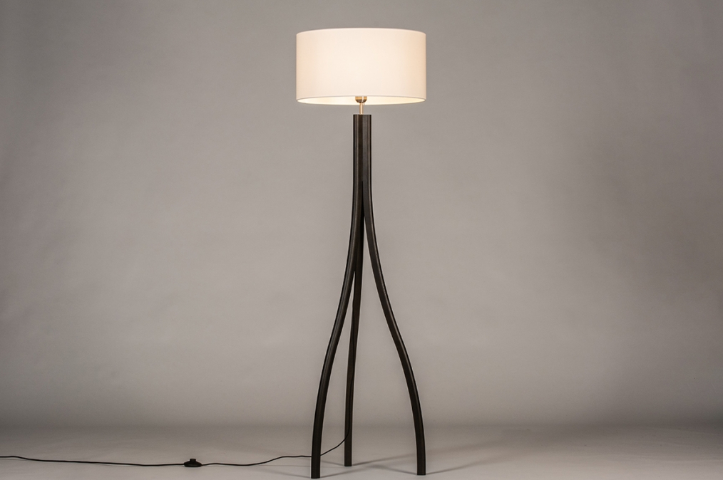 Stojací designová lampa Arbon White and Black Wood
