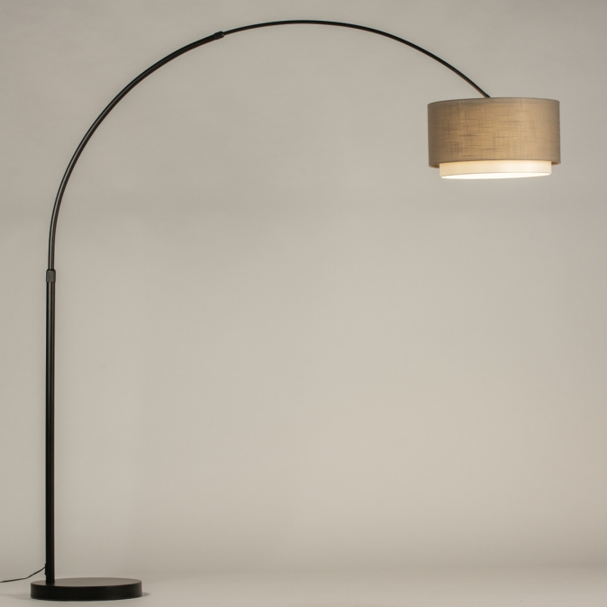 Stojací designová oblouková lampa Soffito Taupe and Black