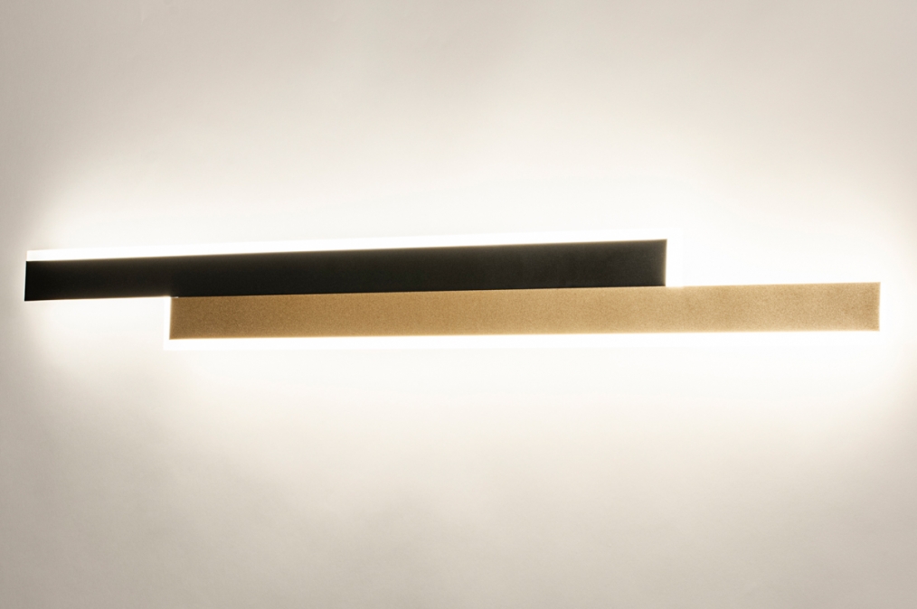 Nástěnné designové LED svítidlo Linea Black and Gold 100