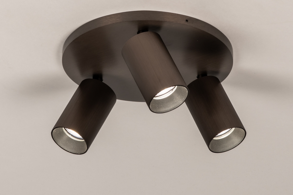 Stropní bodové svítidlo Average Spot Brown 3 Round