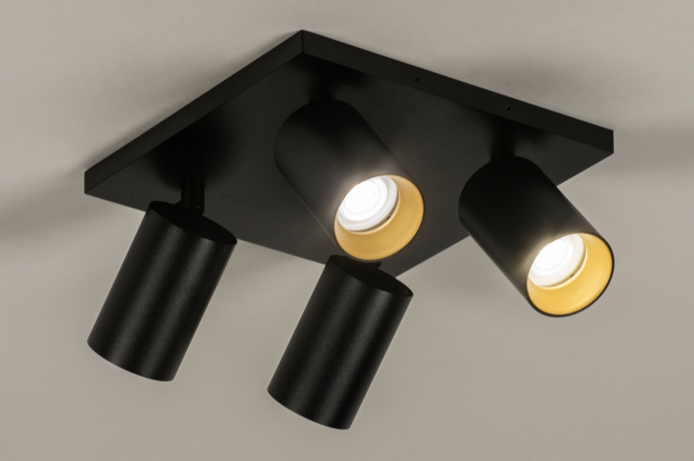 Stropní bodové svítidlo Average Spot Black and Gold Quadro