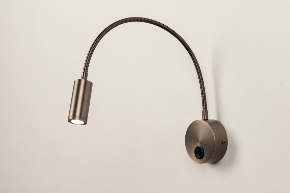 Nástěnné designové LED svítidlo s vypínačem Fibie Coffe Brown