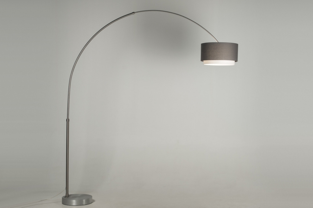 Stojací designová oblouková lampa Adamo Soffito Grey