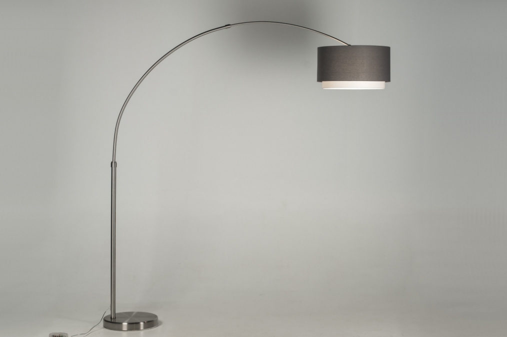 Stojací designová oblouková lampa Soffito Grey